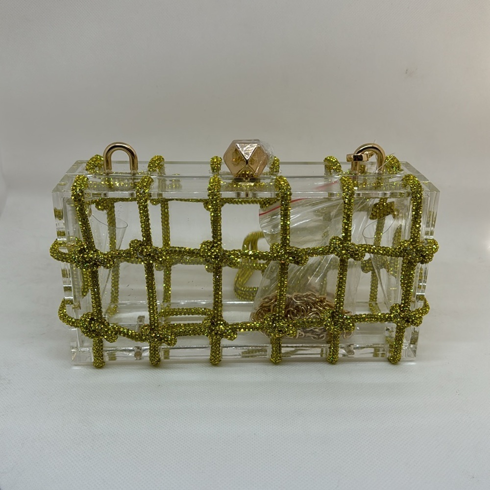 Acrylic Clear Clutch with Rhinestone Rope Detail - Picture 4 of 7